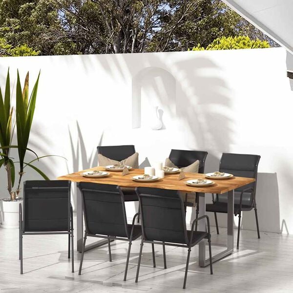 vidaXL Chaises de jardin lot de 6 Acier et textil&egrave;ne Noir