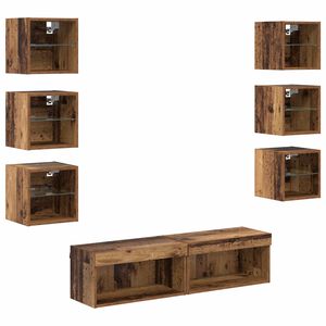 vidaXL Meuble TV 8 pc Bois Ancien Verre
