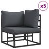 vidaXL Ensemble de canapé de jardin avec coussin 7 pcs Noir Aluminium
