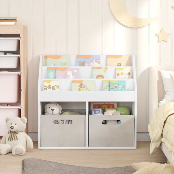 vidaXL Biblioth&egrave;que pour enfants Blanc brillant 72,5 x 29,5 x 69 cm