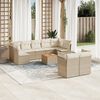 vidaXL Salon de jardin avec coussins 10 pcs beige r&eacute;sine tress&eacute;e