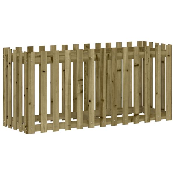 vidaXL Lit sur&eacute;lev&eacute; de jardin design de cl&ocirc;ture bois de pin impr&eacute;gn&eacute;