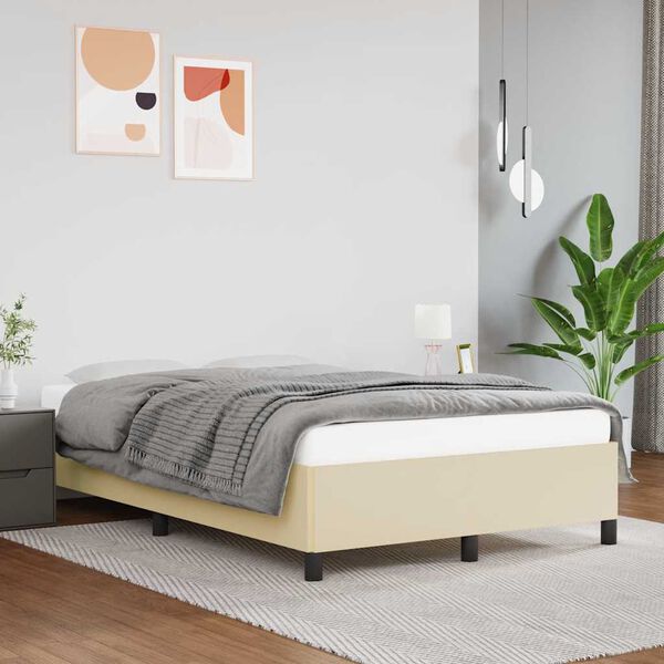 vidaXL Cadre de lit sans matelas cr&egrave;me 120x190 cm similicuir