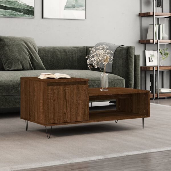 vidaXL Table basse Ch&ecirc;ne marron 100x50x45 cm Bois d'ing&eacute;nierie
