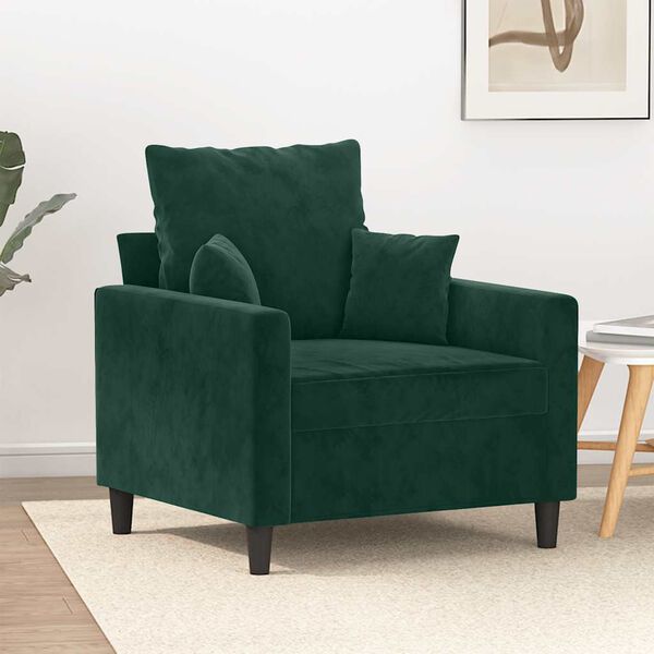 vidaXL Fauteuil Vert fonc&eacute; 60 cm Velours