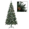 vidaXL Arbre de No&euml;l artificiel pr&eacute;-&eacute;clair&eacute;/boules pommes de pin 210cm