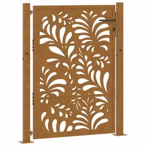 vidaXL Portail de jardin 100x125 cm en acier patin&eacute; motif vagues