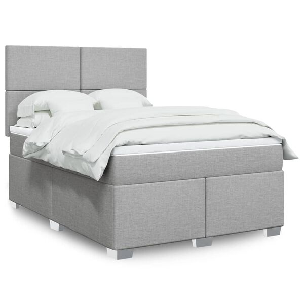 vidaXL Sommier &agrave; lattes de lit avec matelas Gris clair 140x200cm Tissu