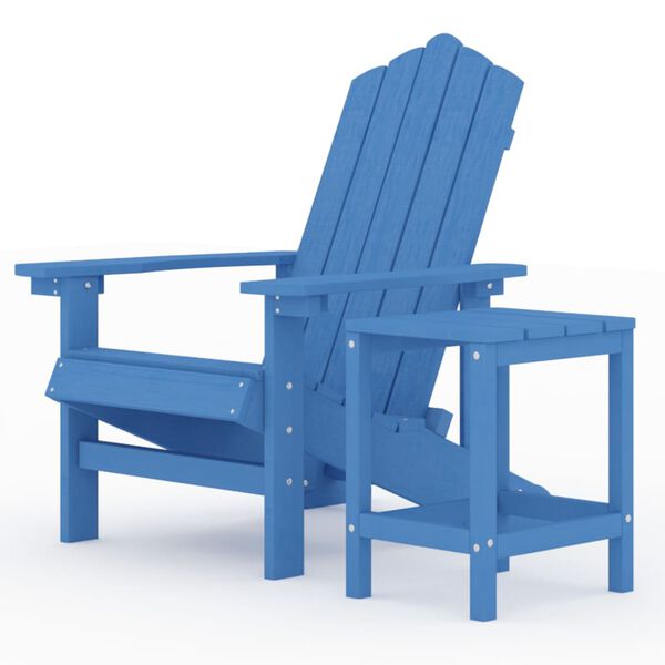 vidaXL Chaise de jardin Adirondack avec table PEHD Bleu aqua