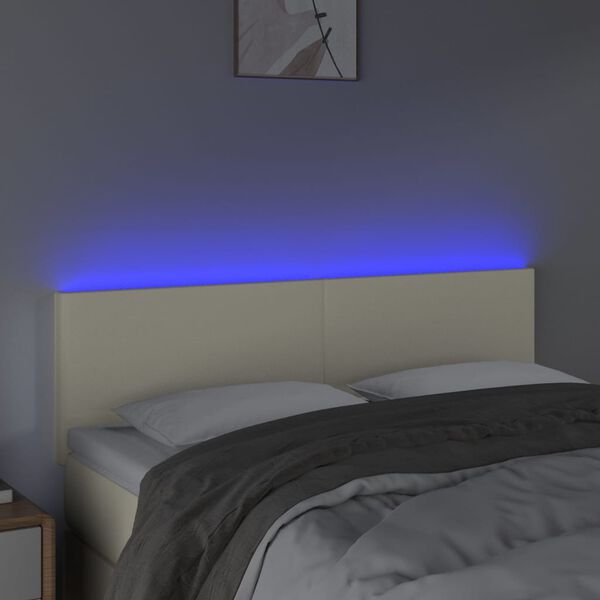 vidaXL T&ecirc;te de lit &agrave; LED Cr&egrave;me 144x5x78/88 cm Similicuir