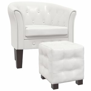 vidaXL Fauteuil avec repose-pied blanc similicuir