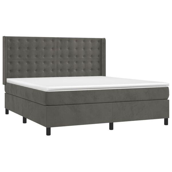 vidaXL Sommier &agrave; lattes de lit et matelas Gris fonc&eacute; 160x200cm Velours