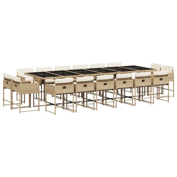 vidaXL Ensemble &agrave; manger de jardin et coussins 17 pcs beige
