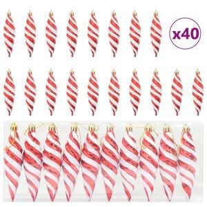 vidaXL Boule en forme de spirale de No&euml;l 40 pc Rouge 3 x 11 cm
