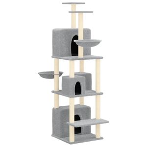 vidaXL Arbre &agrave; chat avec griffoirs en sisal Gris clair 180 cm