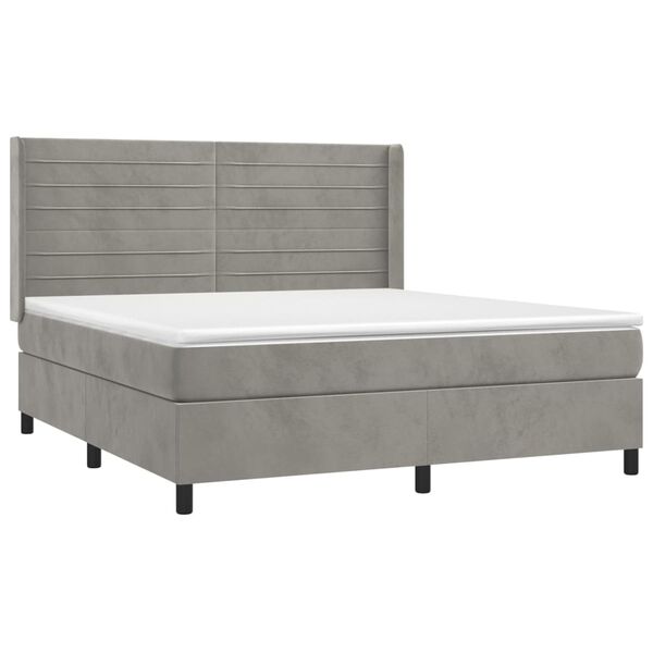 vidaXL Sommier &agrave; lattes de lit et matelas Gris clair 180x200cm Velours
