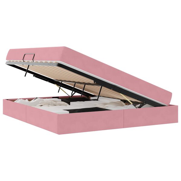 vidaXL Lit avec rangement et matelas Rose 160 x 200 cm Velours