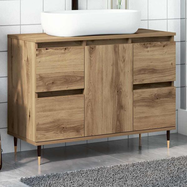 vidaXL Armoire de salle de bain ch&ecirc;ne artisanal bois d'ing&eacute;nierie