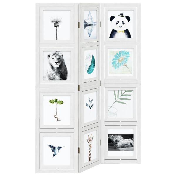 vidaXL Cloison de s&eacute;paration 3 panneaux blanc bois de paulownia massif