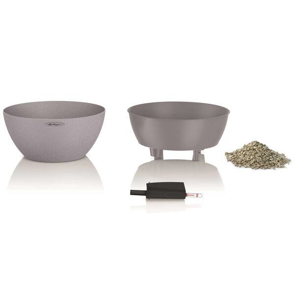 LECHUZA Jardinière CUBETO Stone 30 ALL-IN-ONE gris pierre 13830