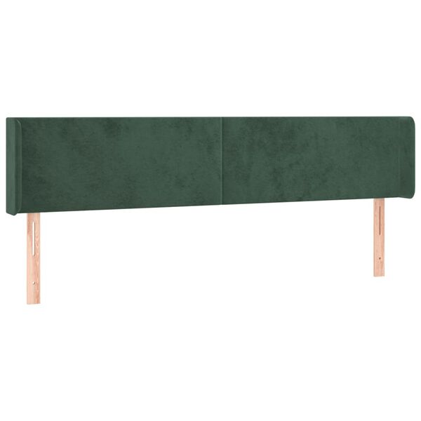 vidaXL T&ecirc;te de lit &agrave; LED Vert fonc&eacute; 203x16x78/88 cm Velours
