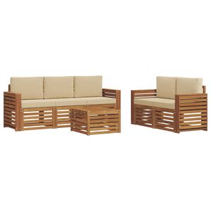 vidaXL Ensemble de canap&eacute;s d'ext&eacute;rieur 6 pc 5 place Naturel et Beige