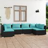 vidaXL Salon de jardin 6 pcs avec coussins R&eacute;sine tress&eacute;e Noir