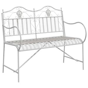 vidaXL Banc de jardin Blanc 104 x 54 x 93cm Acier