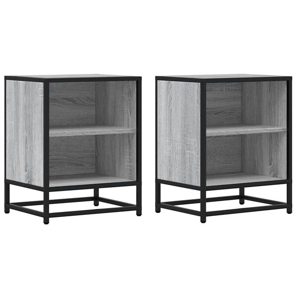 vidaXL Tables de chevet 2 pcs sonoma gris bois d'ingénierie et métal