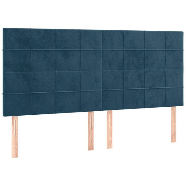 vidaXL T&ecirc;te de lit Bleu fonc&eacute; 180 x 5 x 118/128 cm Velours