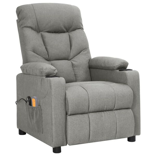 vidaXL Fauteuil électrique de massage Gris clair Tissu