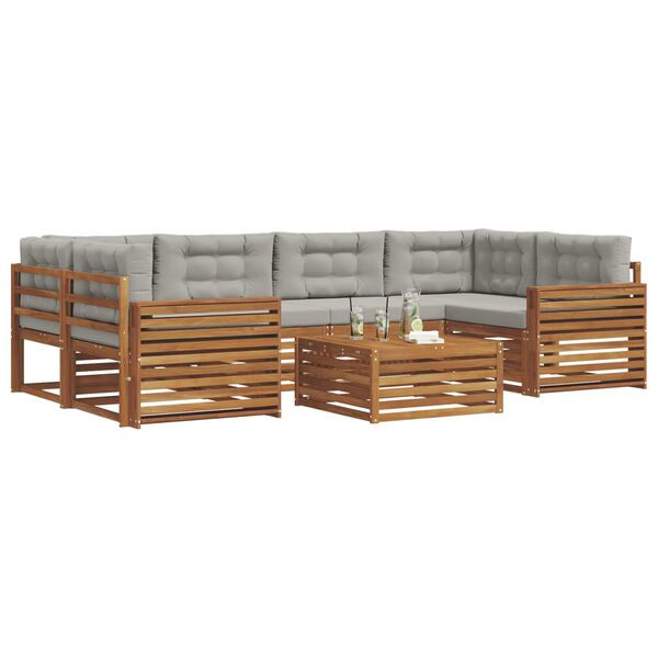 vidaXL Ensemble de canap&eacute;s d'ext&eacute;rieur 7 pcs Gris Naturel et Clair