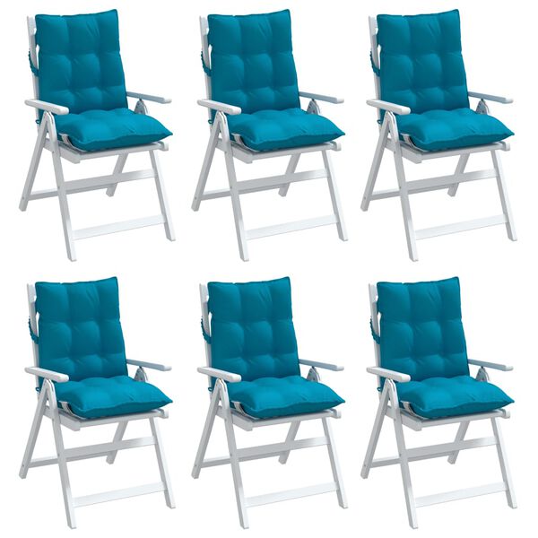 vidaXL Coussins de chaise &agrave; dossier bas lot de 6 bleu clair