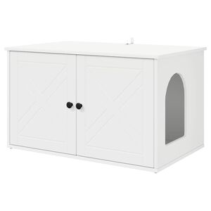 vidaXL Maison pour chat Blanc 85 x 55 x 50,5 cm Bois d'ing&eacute;nierie