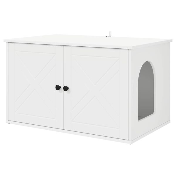 vidaXL Maison pour chat Blanc 85 x 55 x 50,5 cm Bois d'ing&eacute;nierie