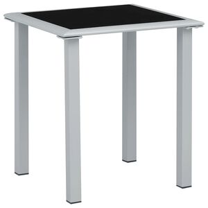 vidaXL Table de jardin Noir et argent&eacute; 41x41x45 cm Acier et verre