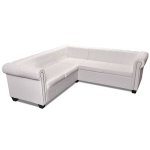 vidaXL Canap&eacute; d'angle Chesterfield 5 plc Cuir artificiel Blanc