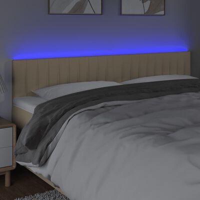 vidaXL Tête de lit à LED Crème 180x5x78/88 cm Tissu