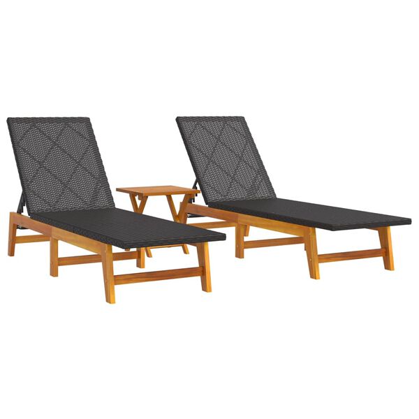 vidaXL Salon de jardin 3 pcs résine tressée et bois massif d'acacia