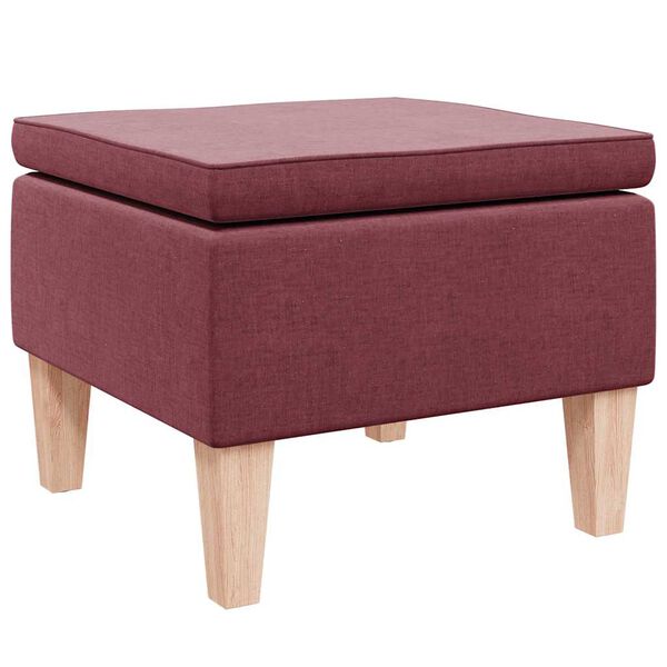 vidaXL Tabouret avec pieds en bois Rouge bordeaux Tissu