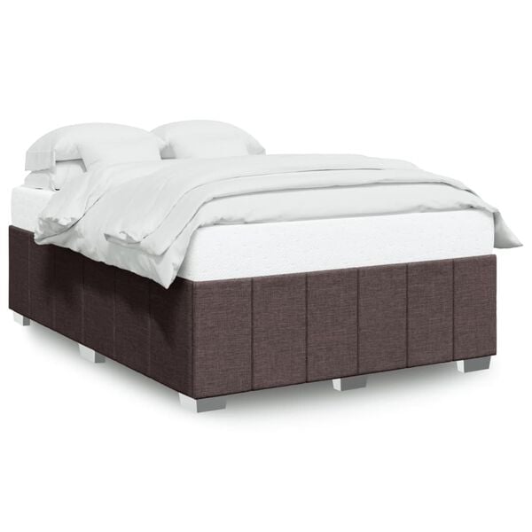 vidaXL Cadre de lit sans matelas marron fonc&eacute; 140x190 cm tissu