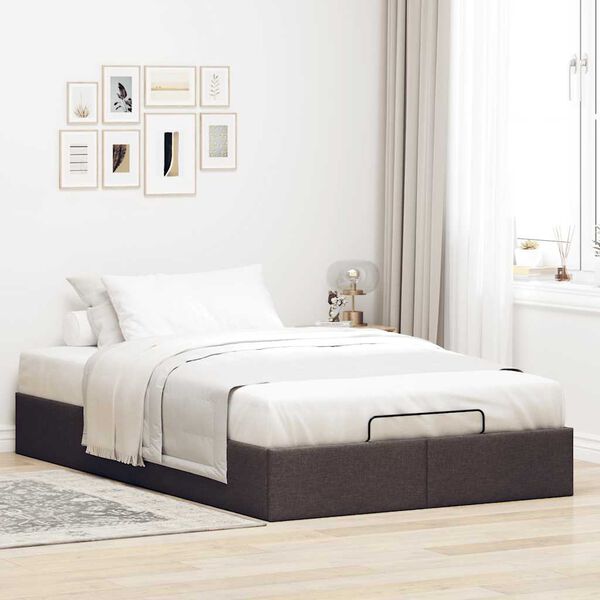 vidaXL Cadre de lit ottoman sans matelas marron fonc&eacute; 120x190 cm tissu