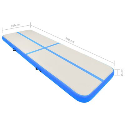 vidaXL Tapis gonflable de gymnastique avec pompe 500x100x15cm PVC Bleu