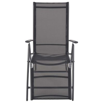 vidaXL Chaise inclinable de terrasse aluminium et textilène noir
