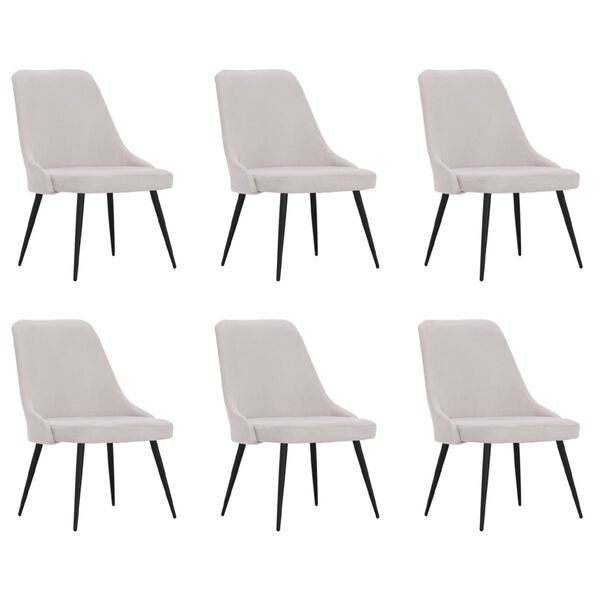 vidaXL Chaises &agrave; manger lot de 6 cr&egrave;me tissu