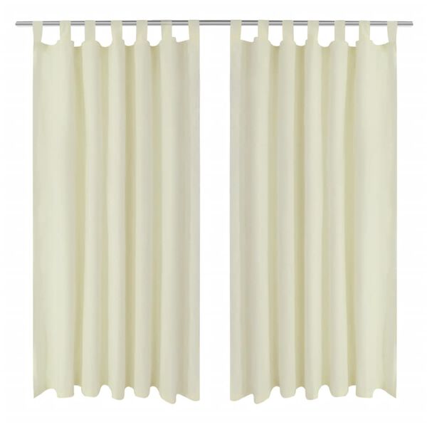 2 pcs Rideau &agrave; Passant Micro Satin Cr&egrave;me 140 x 225 cm