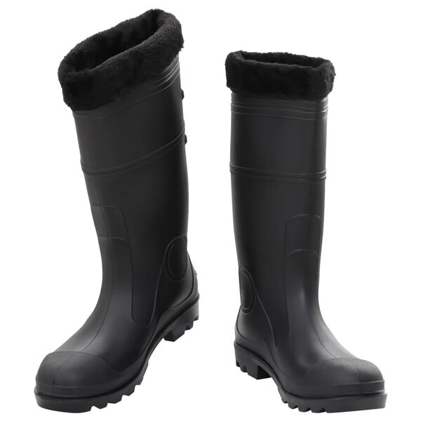 vidaXL Bottes de pluie avec chaussettes amovibles noir taille 45 PVC
