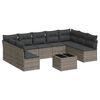 vidaXL Salon de jardin avec coussins 10 pcs gris r&eacute;sine tress&eacute;e