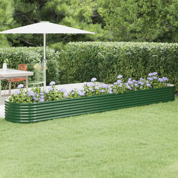 vidaXL Lit sur&eacute;lev&eacute; de jardin Acier galvanis&eacute; 440x80x36 cm Vert