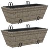 vidaXL Jardini&egrave;res avec crochets 2 pcs gris r&eacute;sine tress&eacute;e